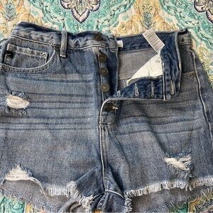 KanCan Button-Fly Light Blue Jean Shorts